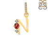 Garnet & White Topaz Alphabet N Pendant GAR-RDA-92.