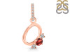 Garnet & White Topaz Alphabet O Pendant GAR-RDA-93.