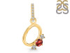 Garnet & White Topaz Alphabet O Pendant GAR-RDA-93.