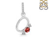 Garnet & White Topaz Alphabet O Pendant GAR-RDA-93.