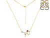 Virgo Zodiac Star Constellation Garnet & White Topaz Necklace GAR-RDN-491.