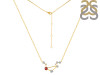 Libra Zodiac Star Constellation Garnet & White Topaz Necklace GAR-RDN-494.