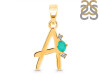 Green Onyx & White Topaz Alphabet A Pendant GRO-RDA-1.
