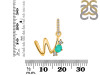 Green Onyx & White Topaz Alphabet W Pendant GRO-RDA-101.