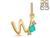 Green Onyx & White Topaz Alphabet W Pendant GRO-RDA-101.