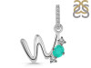 Green Onyx & White Topaz Alphabet W Pendant GRO-RDA-101.