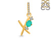 Green Onyx & White Topaz Alphabet X Pendant GRO-RDA-102.