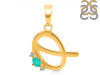Green Onyx & White Topaz Alphabet Q Pendant GRO-RDA-17.