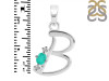 Green Onyx & White Topaz Alphabet B Pendant GRO-RDA-2.