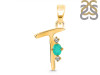 Green Onyx & White Topaz Alphabet T Pendant GRO-RDA-20.