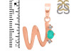 Green Onyx & White Topaz Alphabet W Pendant GRO-RDA-23.