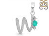 Green Onyx & White Topaz Alphabet W Pendant GRO-RDA-23.