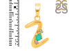Green Onyx & White Topaz Alphabet Z Pendant GRO-RDA-26.