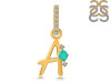 Green Onyx & White Topaz Alphabet A Pendant GRO-RDA-27.