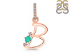 Green Onyx & White Topaz Alphabet B Pendant GRO-RDA-28.