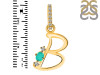 Green Onyx & White Topaz Alphabet B Pendant GRO-RDA-28.
