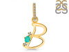 Green Onyx & White Topaz Alphabet B Pendant GRO-RDA-28.