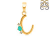 Green Onyx & White Topaz Alphabet C Pendant GRO-RDA-3.