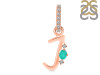 Green Onyx & White Topaz Alphabet J Pendant GRO-RDA-36.