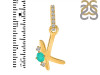 Green Onyx & White Topaz Alphabet K Pendant GRO-RDA-37.