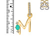 Green Onyx & White Topaz Alphabet M Pendant GRO-RDA-39.