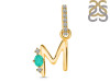 Green Onyx & White Topaz Alphabet M Pendant GRO-RDA-39.