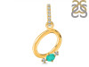Green Onyx & White Topaz Alphabet O Pendant GRO-RDA-41.