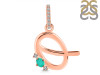 Green Onyx & White Topaz Alphabet Q Pendant GRO-RDA-43.