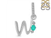 Green Onyx & White Topaz Alphabet W Pendant GRO-RDA-49.