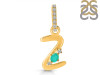 Green Onyx & White Topaz Alphabet Z Pendant GRO-RDA-52.
