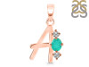 Green Onyx & White Topaz Alphabet A Pendant GRO-RDA-53.