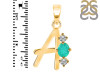 Green Onyx & White Topaz Alphabet A Pendant GRO-RDA-53.