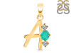 Green Onyx & White Topaz Alphabet A Pendant GRO-RDA-53.