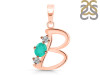 Green Onyx & White Topaz Alphabet B Pendant GRO-RDA-54.
