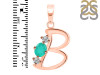 Green Onyx & White Topaz Alphabet B Pendant GRO-RDA-54.