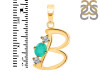Green Onyx & White Topaz Alphabet B Pendant GRO-RDA-54.