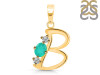 Green Onyx & White Topaz Alphabet B Pendant GRO-RDA-54.