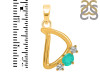 Green Onyx & White Topaz Alphabet D Pendant GRO-RDA-56.