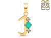 Green Onyx & White Topaz Alphabet J Pendant GRO-RDA-62.