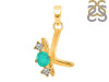 Green Onyx & White Topaz Alphabet K Pendant GRO-RDA-63.