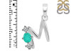 Green Onyx & White Topaz Alphabet M Pendant GRO-RDA-65.