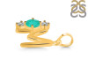 Green Onyx & White Topaz Alphabet M Pendant GRO-RDA-65.