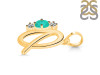 Green Onyx & White Topaz Alphabet Q Pendant GRO-RDA-69.