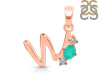 Green Onyx & White Topaz Alphabet W Pendant GRO-RDA-75.