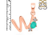 Green Onyx & White Topaz Alphabet W Pendant GRO-RDA-75.