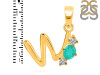 Green Onyx & White Topaz Alphabet W Pendant GRO-RDA-75.
