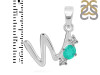 Green Onyx & White Topaz Alphabet W Pendant GRO-RDA-75.