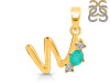 Green Onyx & White Topaz Alphabet W Pendant GRO-RDA-75.