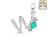 Green Onyx & White Topaz Alphabet W Pendant GRO-RDA-75.