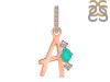 Green Onyx & White Topaz Alphabet A Pendant GRO-RDA-79.